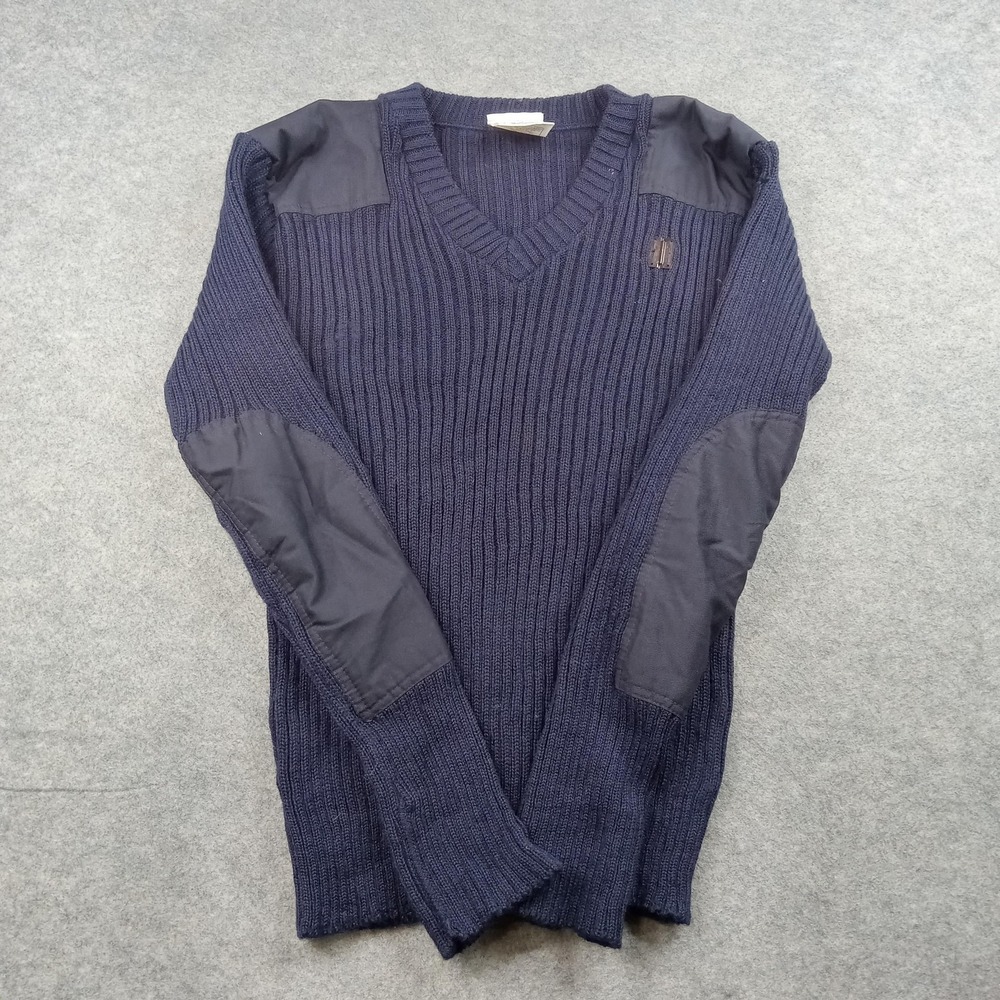 Brigade Quartermasters Sweater Mens‎ Large Blue Wool V Neck Commando England